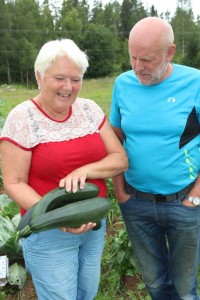 Sommerens squash er stor og fin, synes både Ann-Karin Karlsen og ektemann Sigmund Sletten på Vestre Rud.